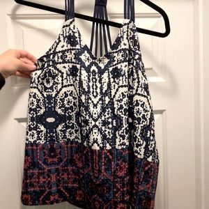 Print Colorful Strappy Racerback Tank Top Large